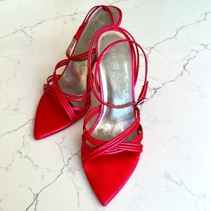 Vintage Bebe Razzle Patent Leather Strappy High Heels